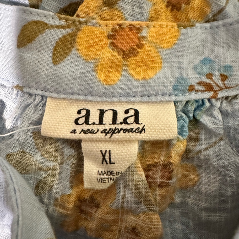 Ana Floral Peasant Blouse, Size XL - Picture 3 of 4